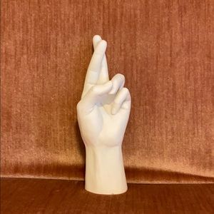 Fingers crossed hand bust life size decor accent